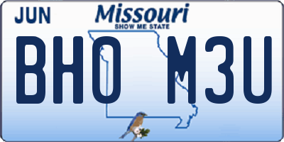 MO license plate BH0M3U