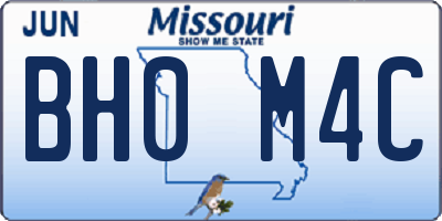 MO license plate BH0M4C