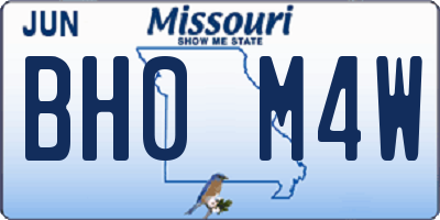 MO license plate BH0M4W