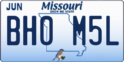MO license plate BH0M5L
