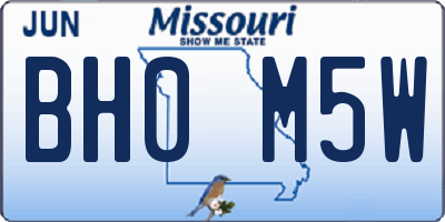 MO license plate BH0M5W