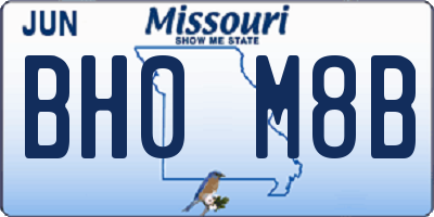 MO license plate BH0M8B