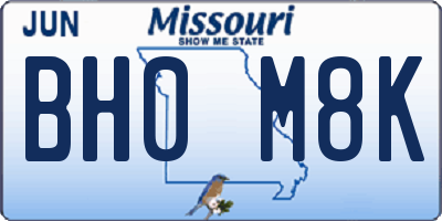 MO license plate BH0M8K