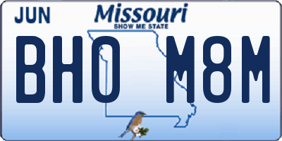 MO license plate BH0M8M