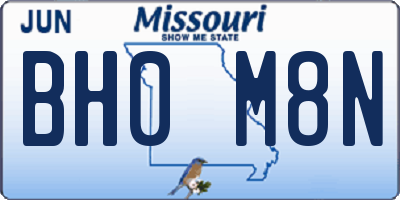 MO license plate BH0M8N