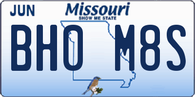 MO license plate BH0M8S