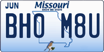 MO license plate BH0M8U