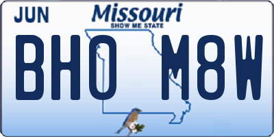 MO license plate BH0M8W