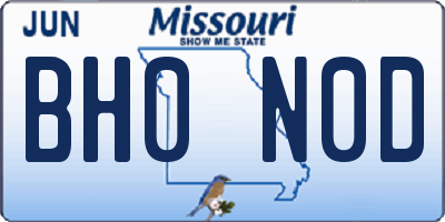 MO license plate BH0N0D
