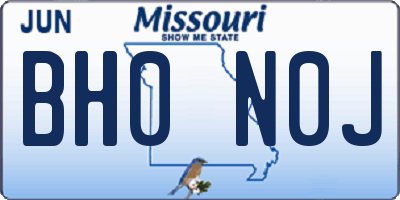 MO license plate BH0N0J