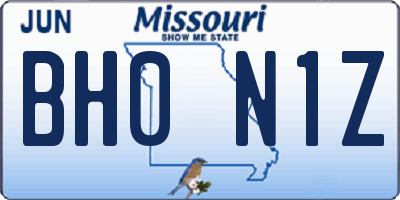 MO license plate BH0N1Z