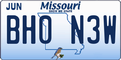MO license plate BH0N3W
