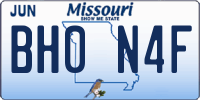 MO license plate BH0N4F