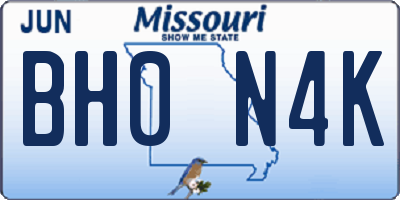 MO license plate BH0N4K