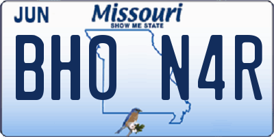MO license plate BH0N4R