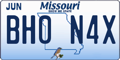 MO license plate BH0N4X