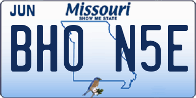 MO license plate BH0N5E