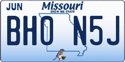 MO license plate BH0N5J