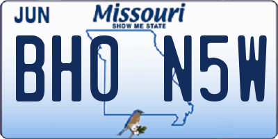 MO license plate BH0N5W