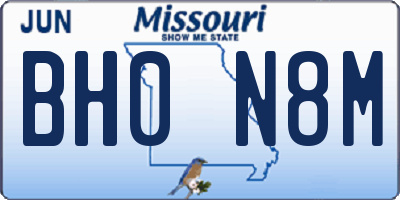 MO license plate BH0N8M