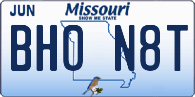 MO license plate BH0N8T