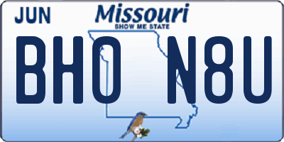 MO license plate BH0N8U