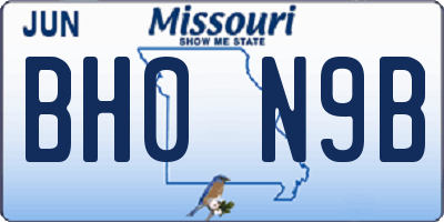 MO license plate BH0N9B