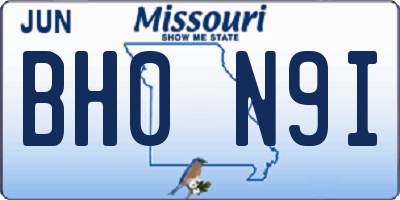 MO license plate BH0N9I