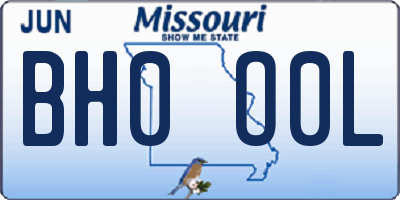 MO license plate BH0O0L