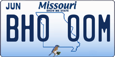 MO license plate BH0O0M
