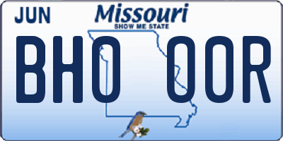 MO license plate BH0O0R