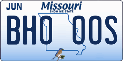 MO license plate BH0O0S