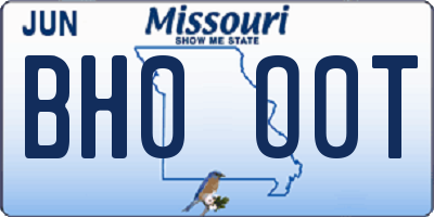 MO license plate BH0O0T