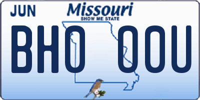 MO license plate BH0O0U