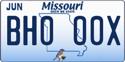 MO license plate BH0O0X