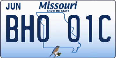 MO license plate BH0O1C