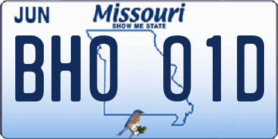 MO license plate BH0O1D