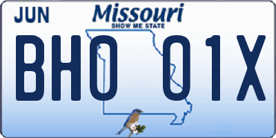 MO license plate BH0O1X