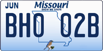 MO license plate BH0O2B
