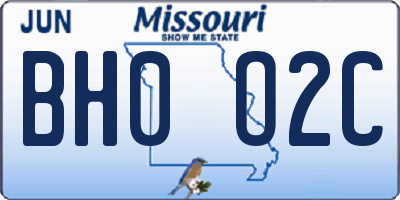 MO license plate BH0O2C