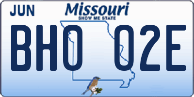 MO license plate BH0O2E