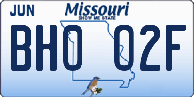 MO license plate BH0O2F