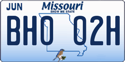 MO license plate BH0O2H