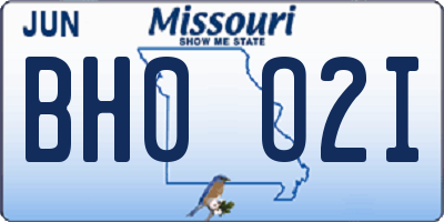 MO license plate BH0O2I