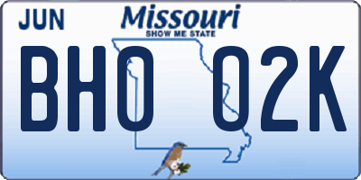 MO license plate BH0O2K