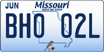 MO license plate BH0O2L