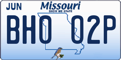 MO license plate BH0O2P
