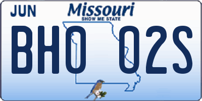 MO license plate BH0O2S
