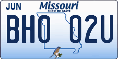 MO license plate BH0O2U