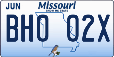 MO license plate BH0O2X